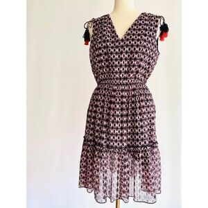 Vince Camuto Navy Tassel Ties Lined Sleeveless Mini Dress Size 6